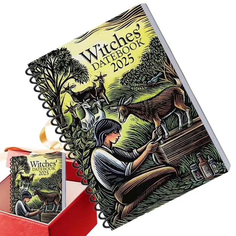 Witches Datebook 2025 Modern Witch's Grimoire Journal Beautiful Novelty Planner Weekly And Monthly For Family Friends