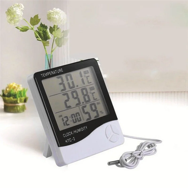 

WORTHOWN-Large Screen Thermometer And Hygrometer Household Indoor And Outdoor Alarm Clock Temperature Meter Digital Display