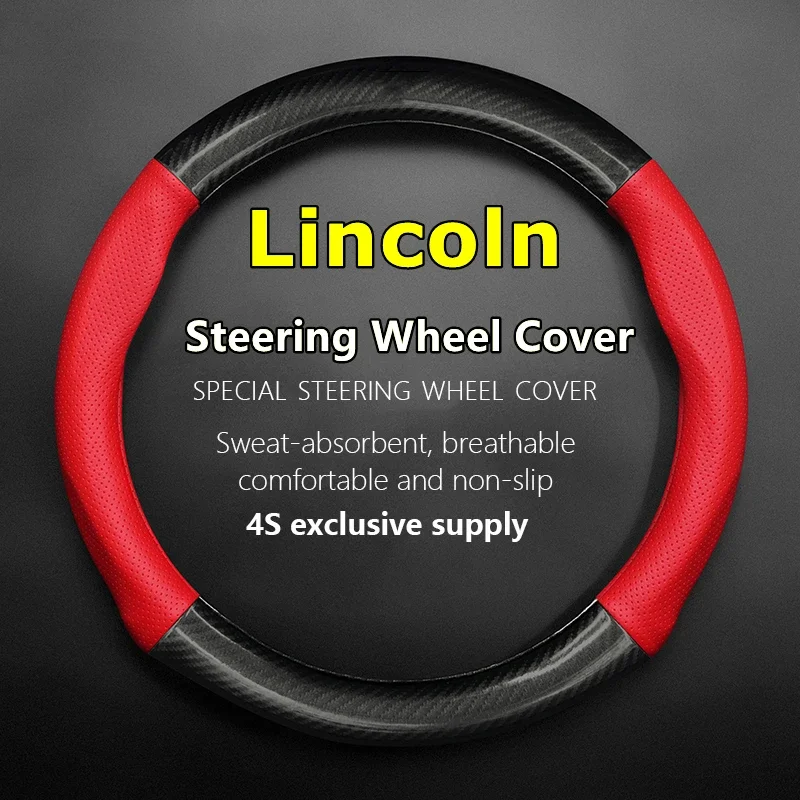 No Smell Thin For Lincoln Steering Wheel Cover Leather Carbon Fit MKC MKS MKT MKZ ZEPHYR Continental Aviator Nautilus Corsair