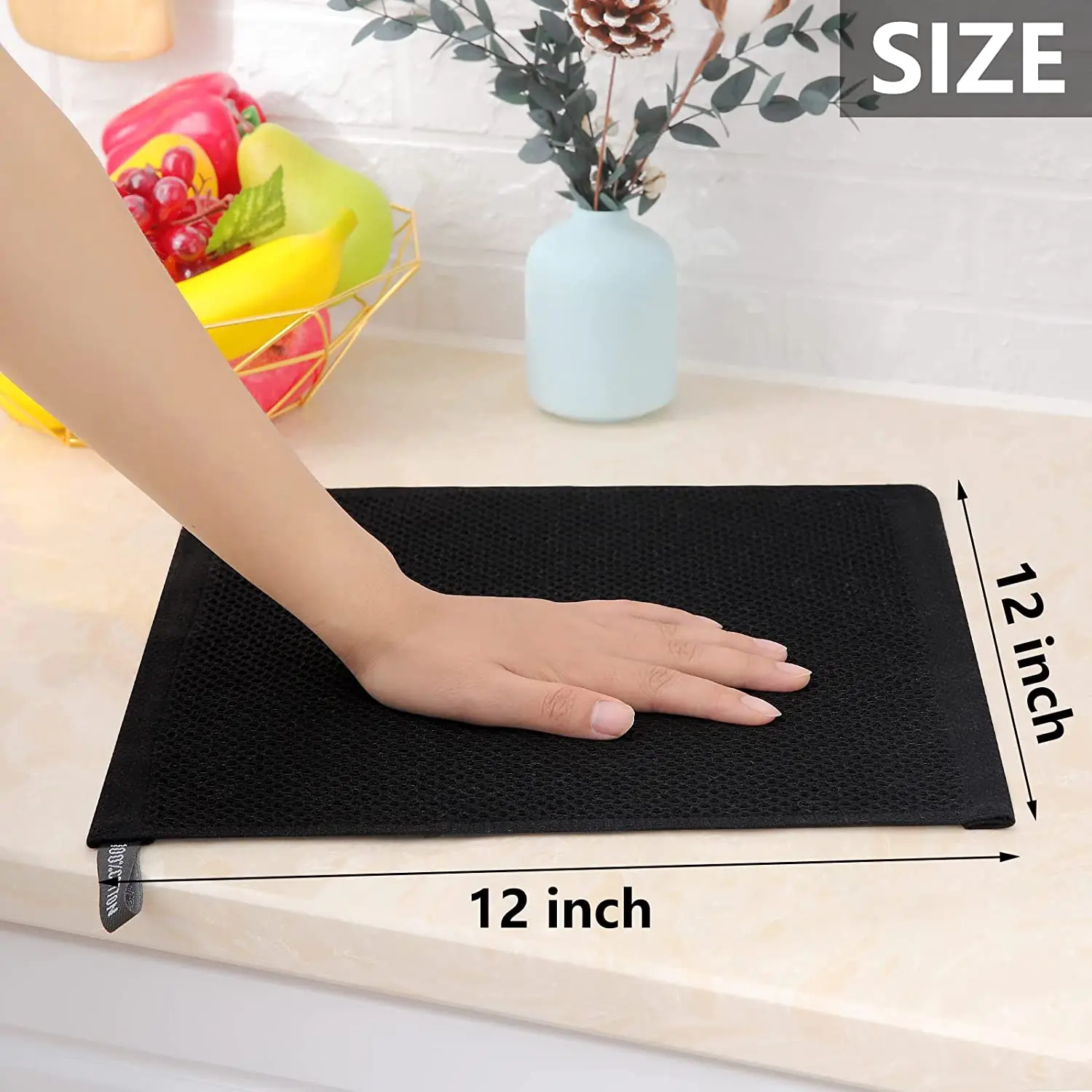Cotton Honeycomb Kitchen Square Towel Set, Easy to Clean