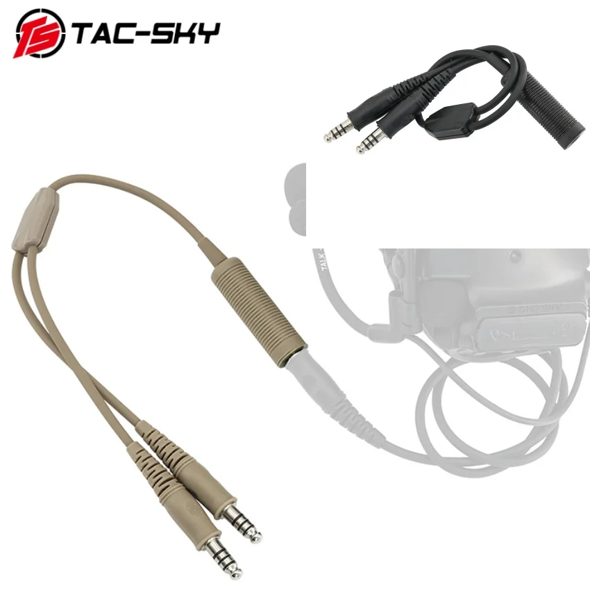 TAC-SKY Tactical Headset Adapter Single-to-dual Cable, Suitable for Comta Sordin Hunting Headphones
