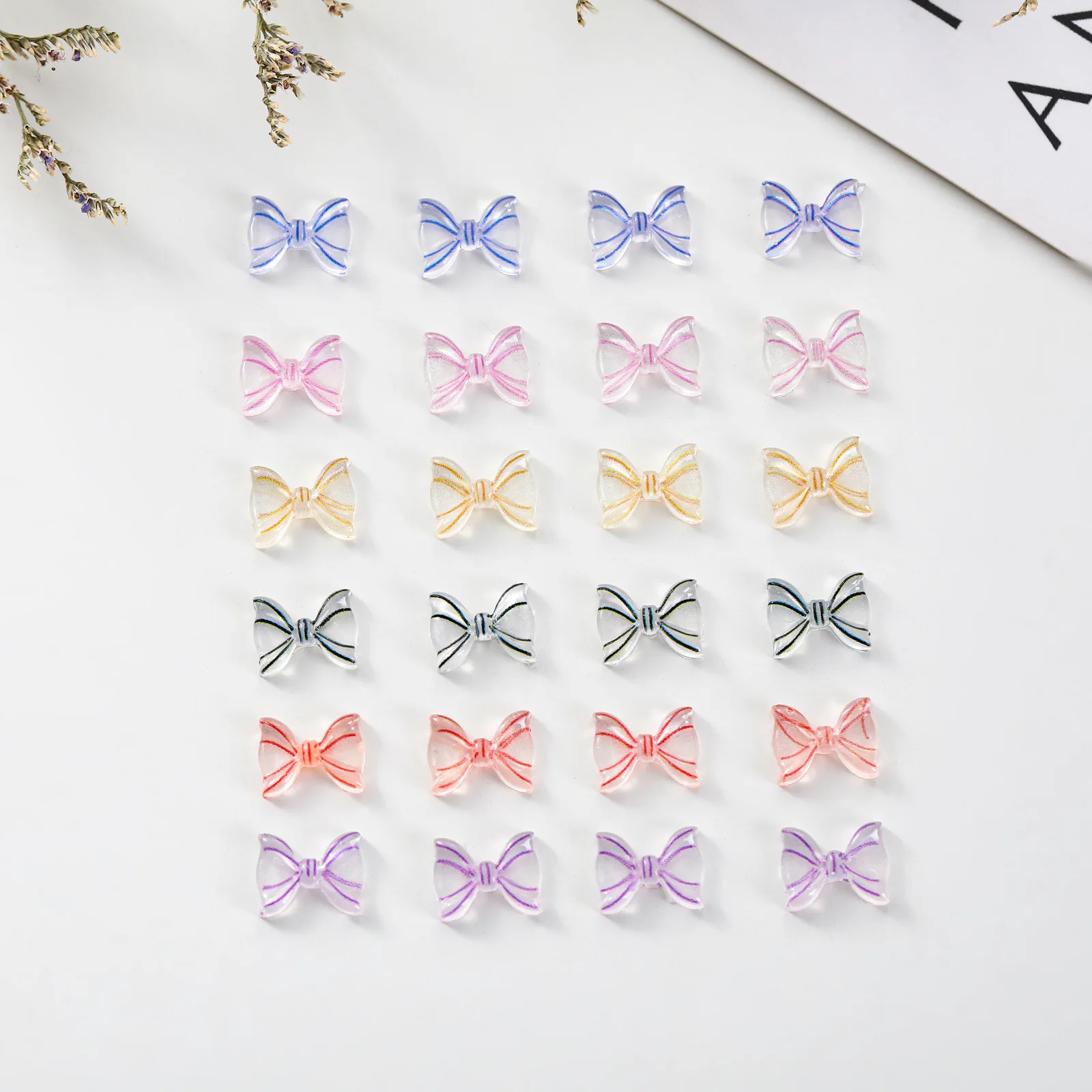 50pcs/lot Nighttime Butterfly Nail Accessories Wholesale Gradual Color Ice Permeable Resin DIY Nail Decoration