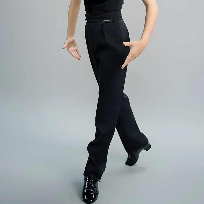 جديد اللاتينية ممارسة الرقص السراويل السوداء عالية الخصر مستقيم من خلال السراويل الصبي قاعة الرقص التانغو الفالس الأداء بنطلون XH2939