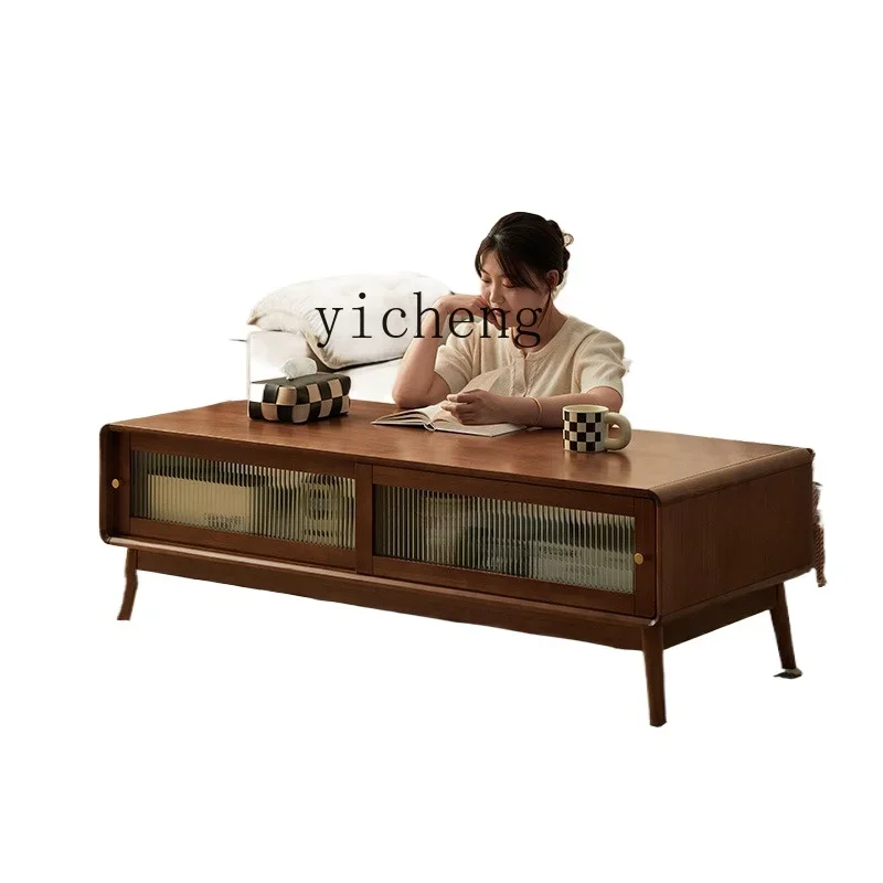 

XL all solid wood coffee table living room household coffee table small apartment tea table TV cabinet combination