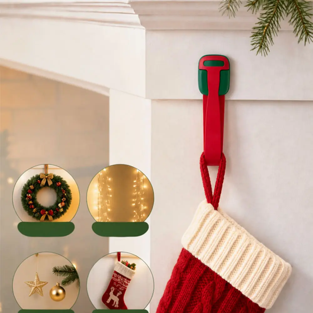 Silicone Hook For Christmas Decor Reusable Flexible Hanging Strap Wall Organizer For Fireplace Mantel Door Frame Storage