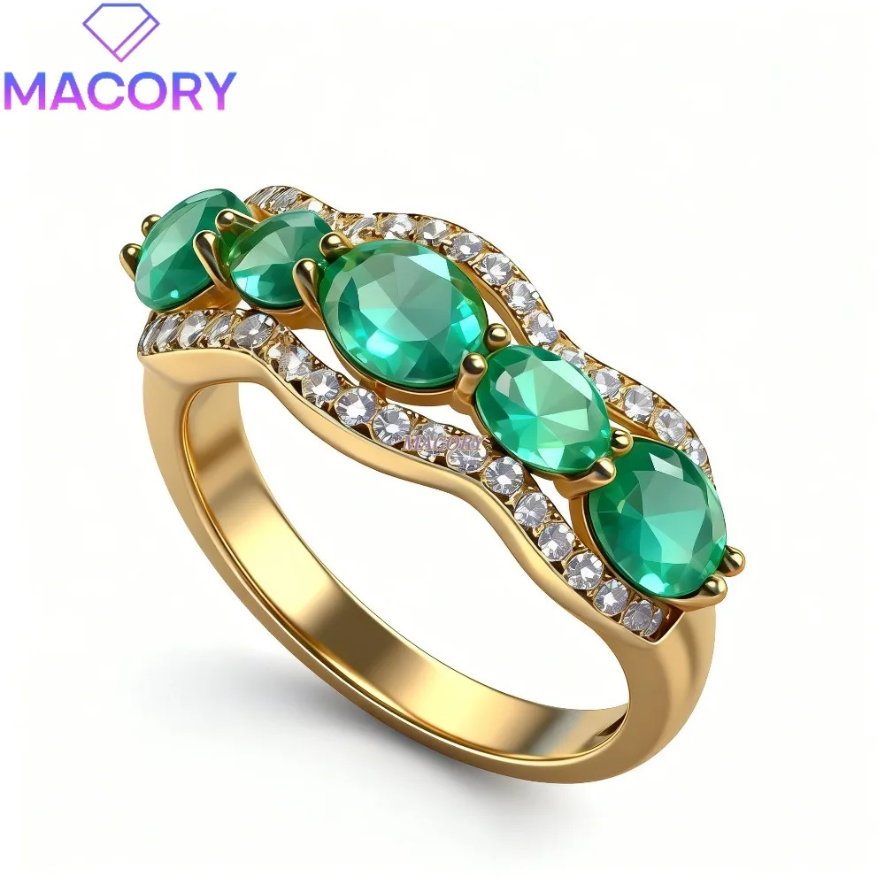 

Women's new emerald ring 925 sterling silver luxurious high-end jewellery elegant delicate engagement ring festive gift