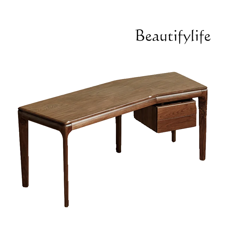 New Chinese Style New Solid Wood Desk Walnut Corner Light Luxury Computer Home Writing Desk