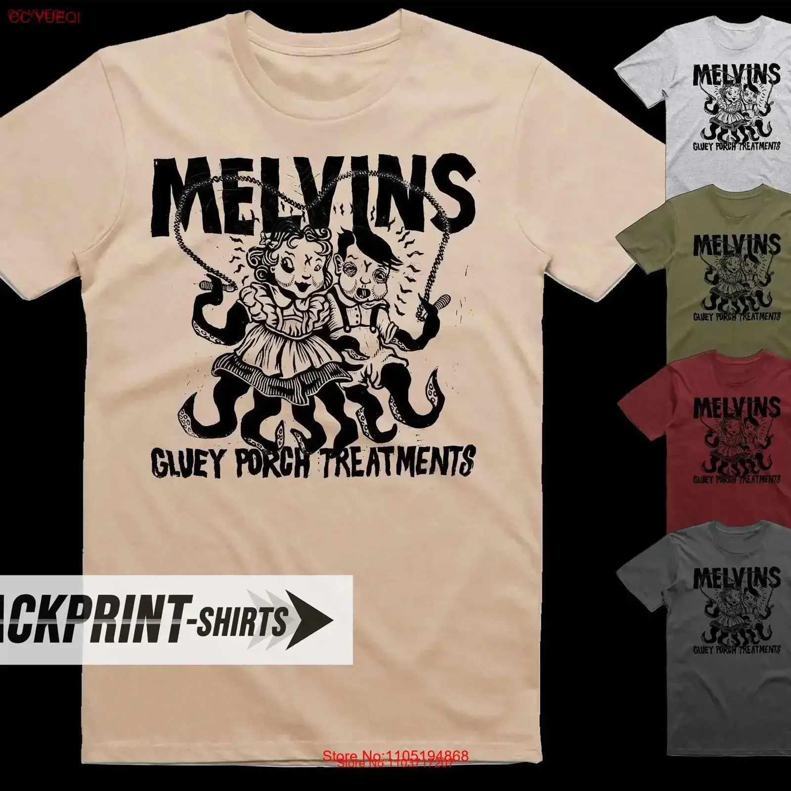 Melvins Gluey Porch Treatments T Shirt cotton Men's all sizes S 5XL 18 colors band poster album cover vintage Washed Unisex