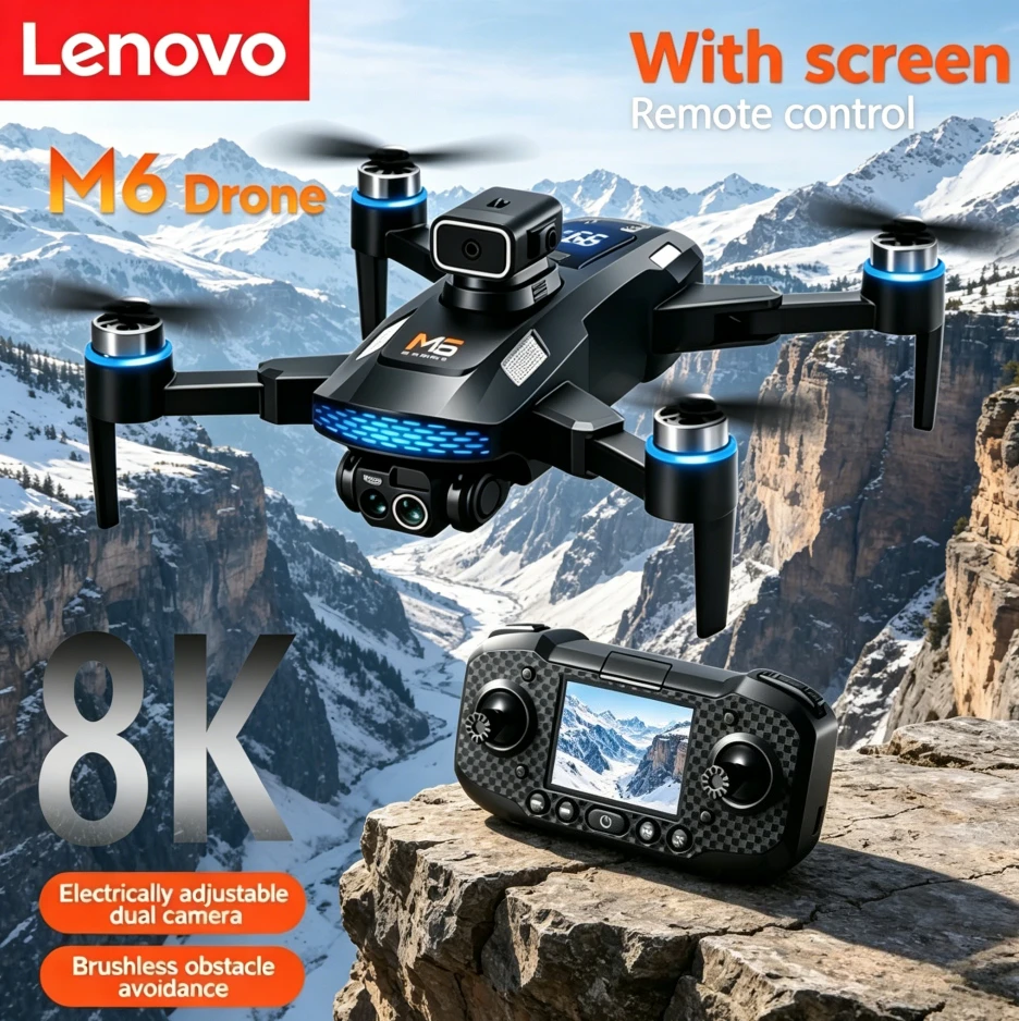 

Lenovo M6 Drone Professional 8K HD Camera Drones 5G WIFI FPV Video 4k UAV With screen Remote control RC Quadcopter Dron New