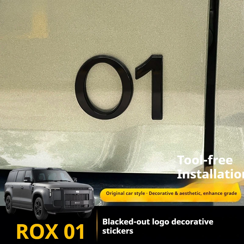 For ROX 01 Black Warrior Edition Black Rox Lettering Emblem Tailgate Badge Blackout Decoration Exterior Trim Accessories