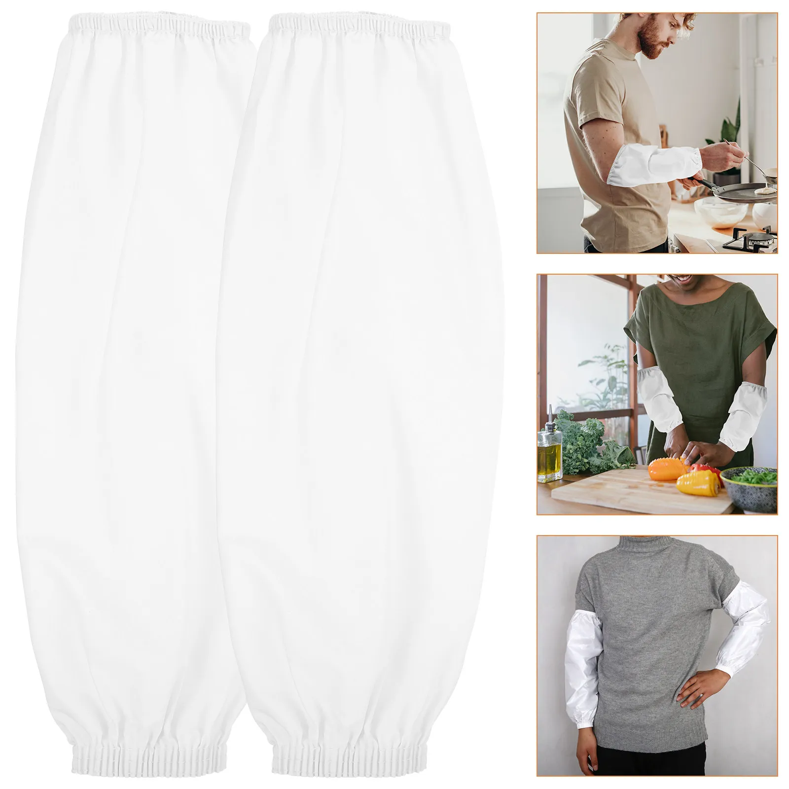 

4Pairs Multi-Function Long Arm Oversleeves Oilproof Waterproof Ergonomic Sleeves for Men Women Cooking Housework Dishwashing