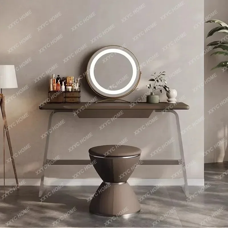 Premium solid wood dresser light luxury small apartment bedroom walnut acrylic suspension dresser