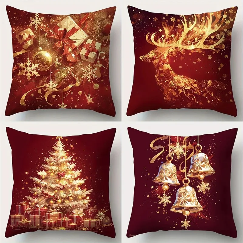 Christmas decoration pillowcase gift reindeer Christmas tree pillow cover living room sofa cushion suite room home decoration