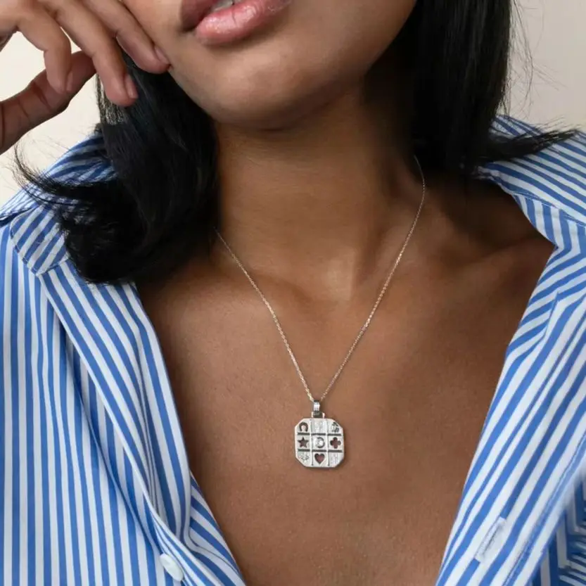 MHS.SUN Simple Gold Plated Star/Heart/Evil Eye Pendant Necklaces For Women Men Zircon Square Charm 