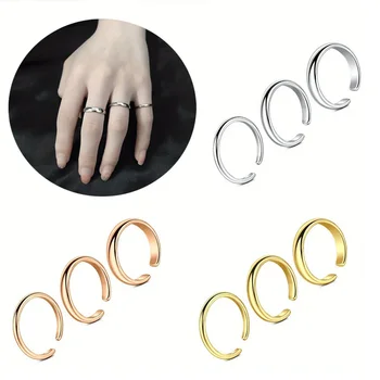 3pcs Set Adjustable Stainless Steel Toe Rings for Women - Classic & Simple Style, Perfect…