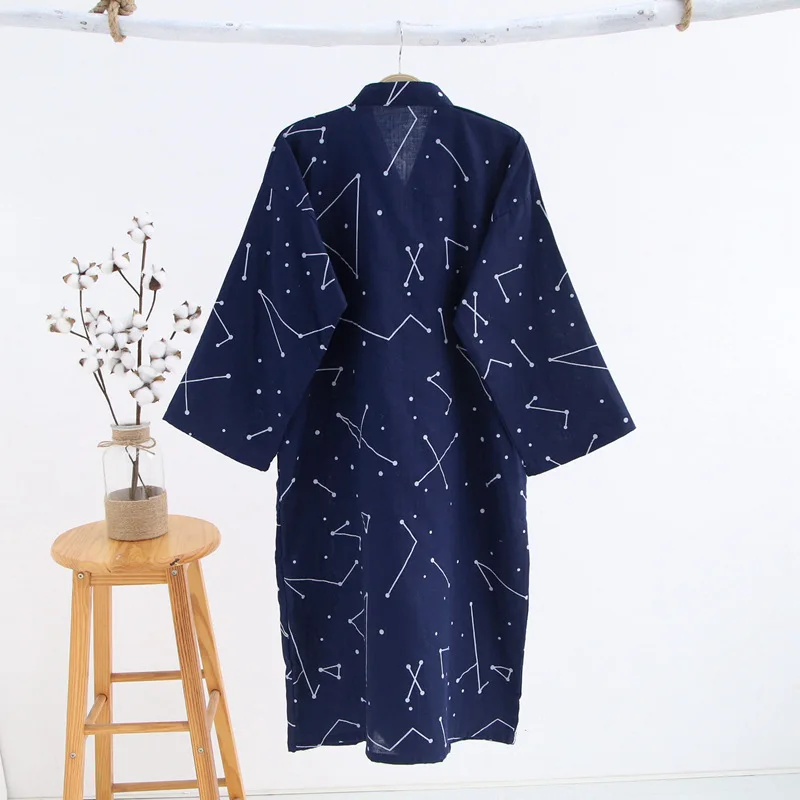 Men Women Cotton Gauze Kimono Pajamas Robe Nightgown Japanese Bathrobe One Piece Tracksuit