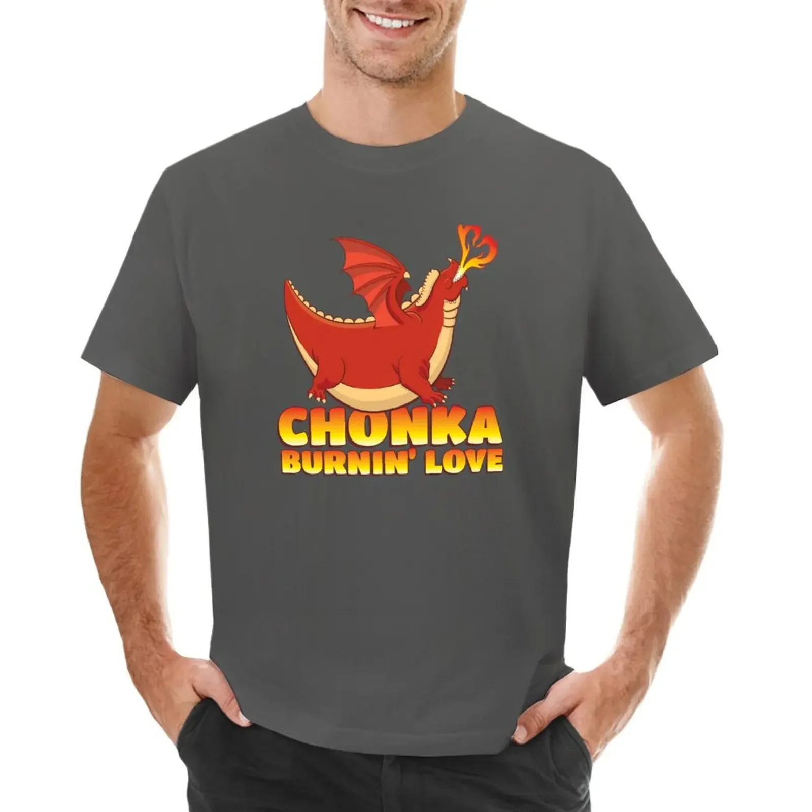 Chonka Burnin' Love - Funny Dragon T-shirt customs boys animal print quick-drying anime clothes men graphic t shirts