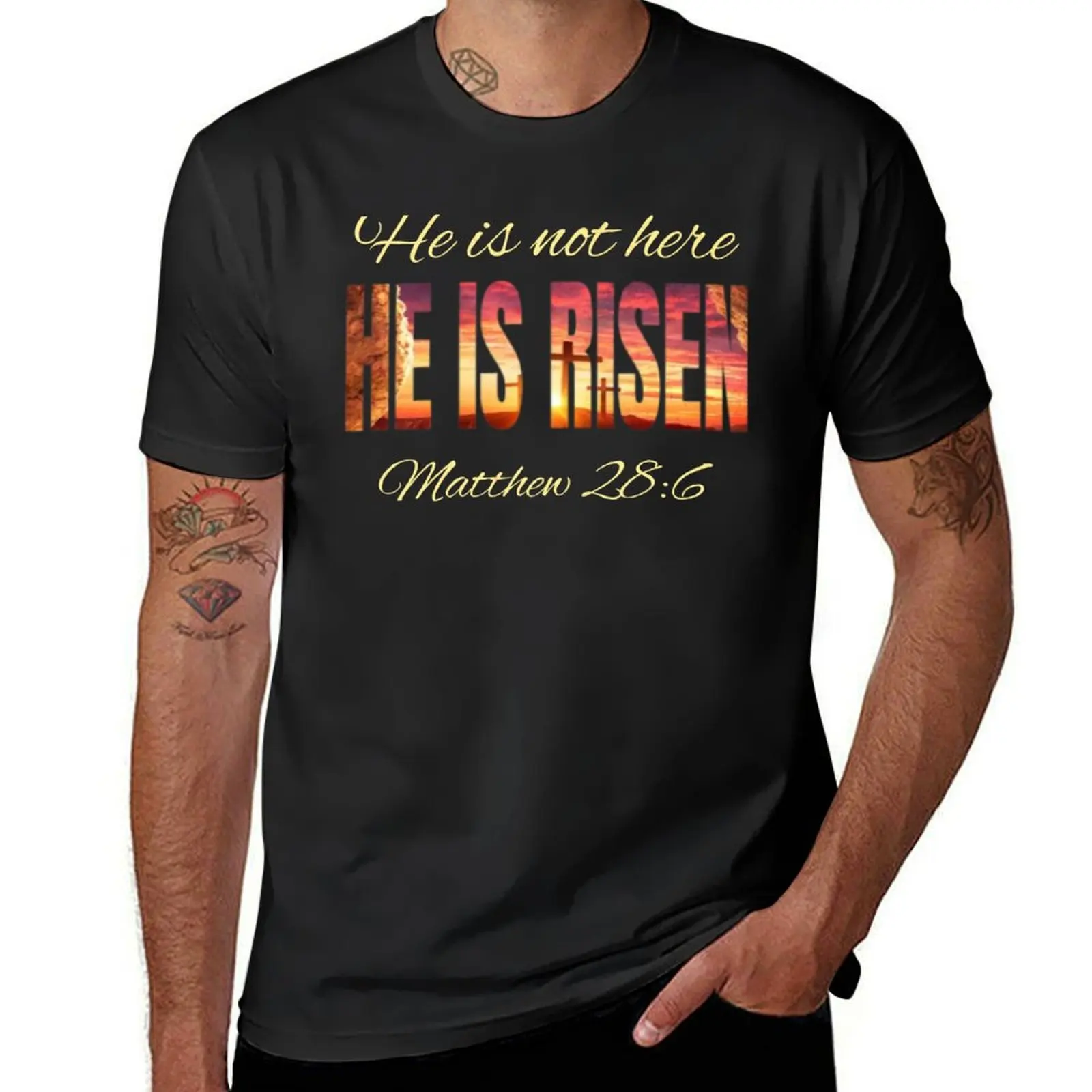 He is Risen , Christian Faith Apparel, Easter Sunday Resurrection T-Shirt kawaii clothes sweat Short sleeve tee men