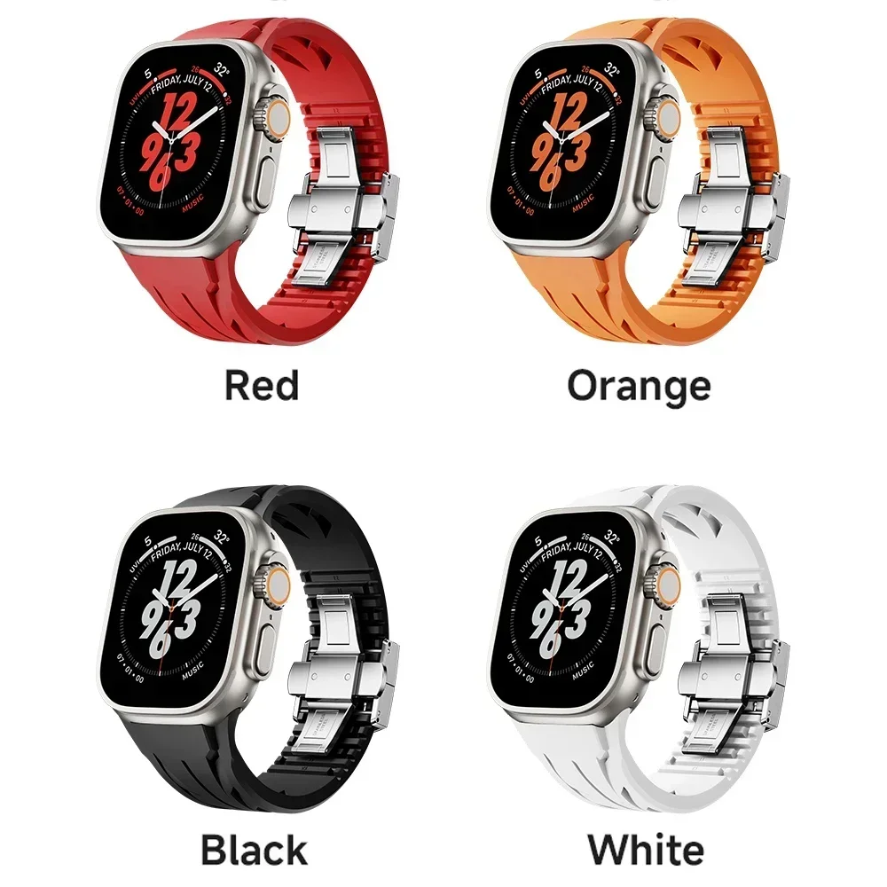 Cut To Size Silicone Strap for Apple Watch Ultra 1 2 49mm 10 46mm Premium Silicone Band for Iwatch Series 9 8 7 6 5 Se 45mm 44mm