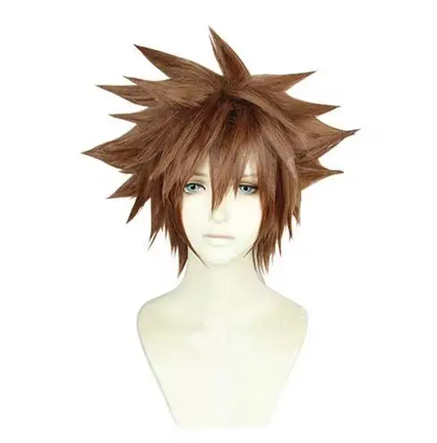 

KINGDOM HEARTS 3 Sora Short Brown Yellow Heat Resistant Hair Cosplay Costume