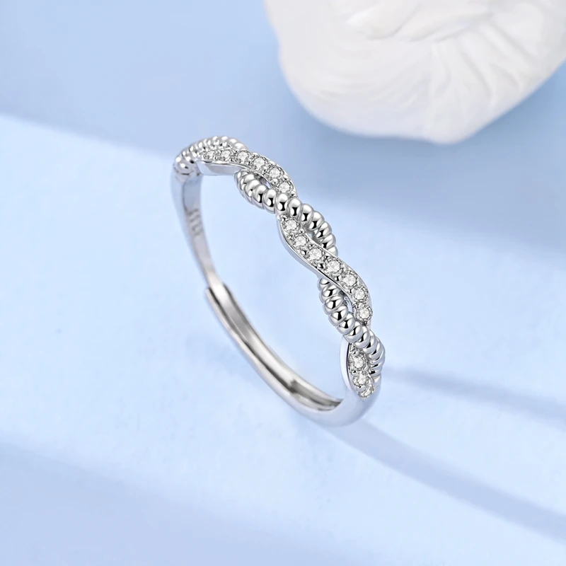 

New Original 925 Sterling Silver Fried Dough Twists Winding Ring For Women Fit Wedding Party Jewelry Gift
