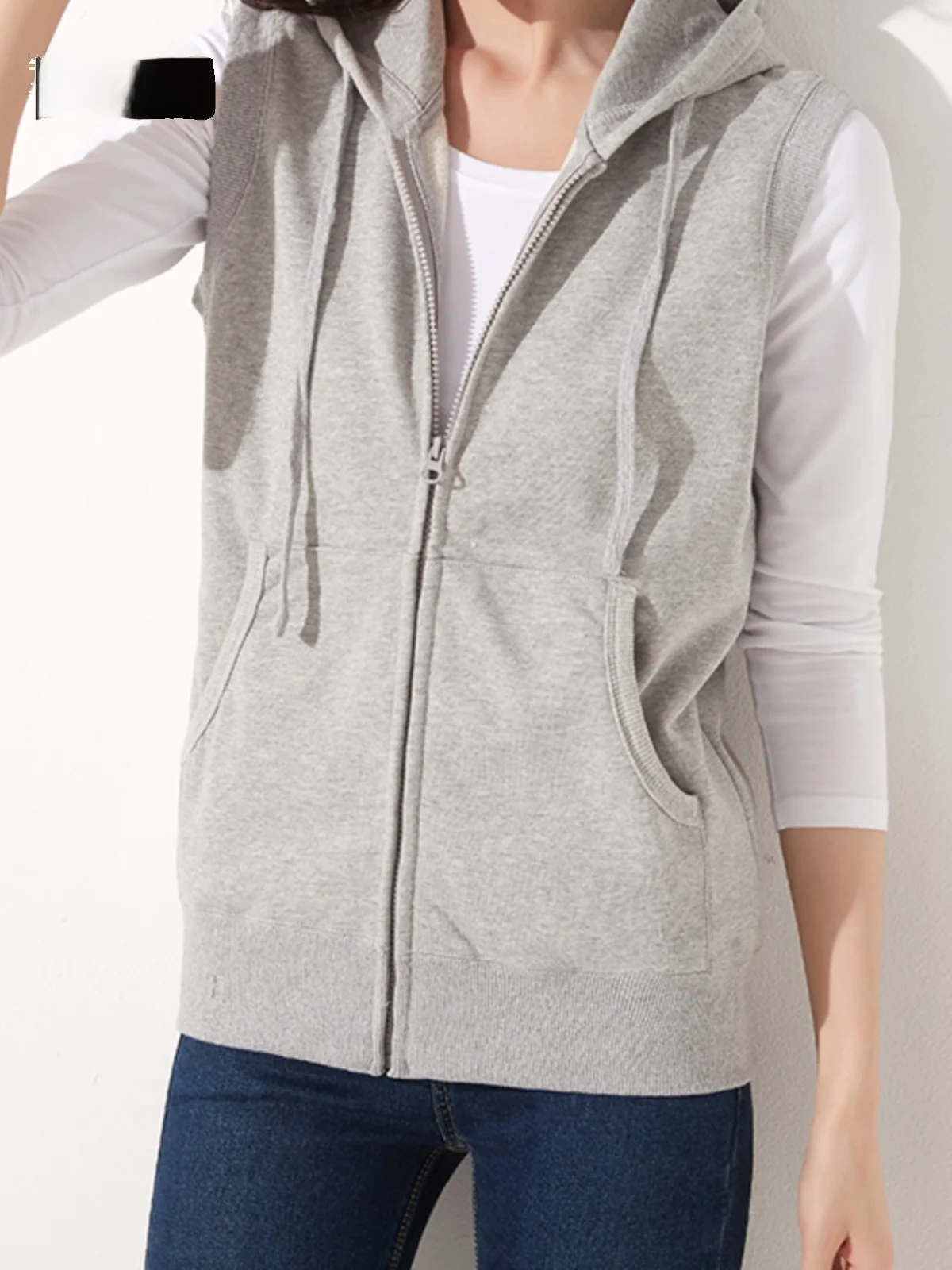

Pure Cotton Spor Women's Vest Spring Autumn New Sle Hooded Svel Outerwear Cardigan Coat BZD2024-D56KR
