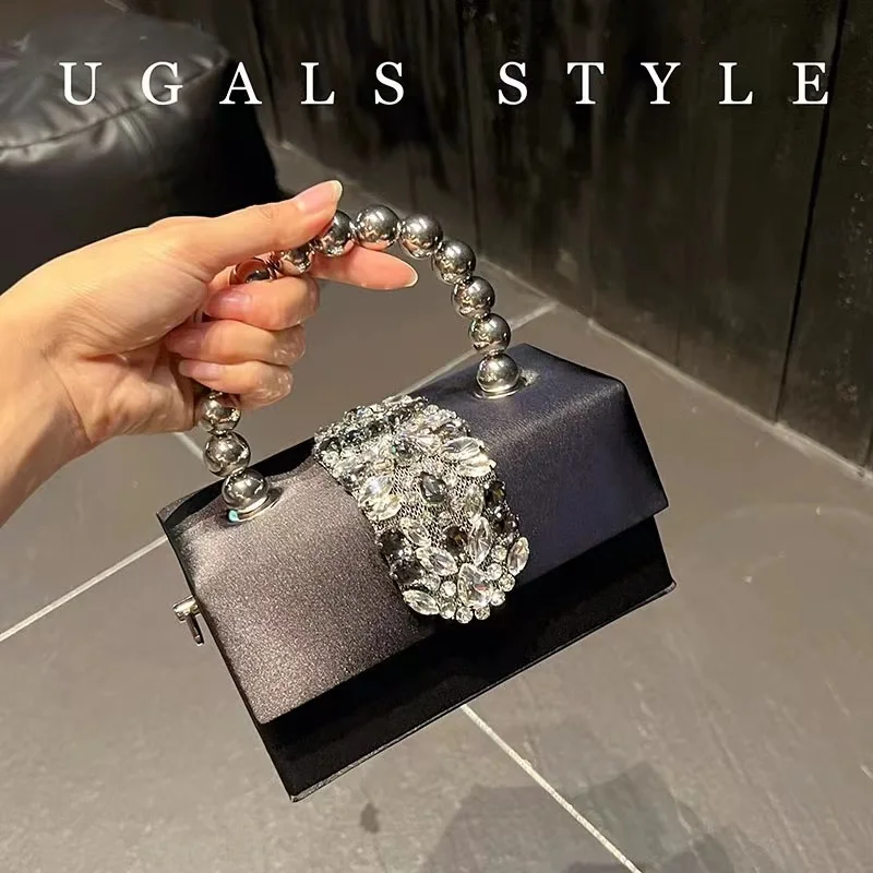 NONE Square Box Satin Clutch Silver 8