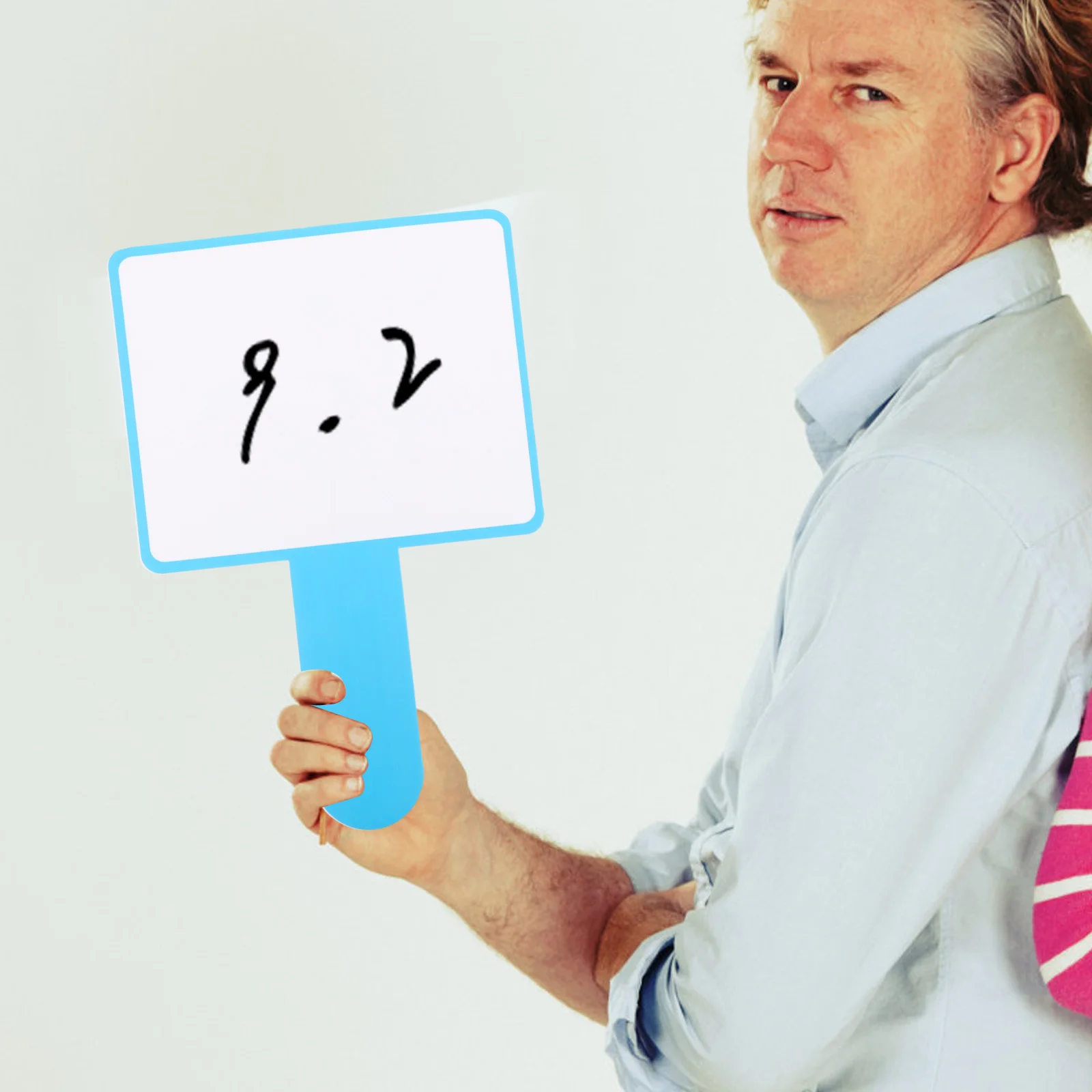 

2Pcs Blank Erasable Dry Erase Score Paddles Portable Handheld Whiteboard Single Sided Voting Tool Classroom Office