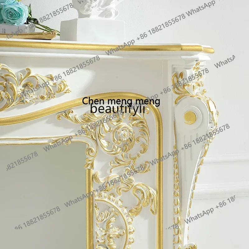 French Style Closet Birch Carved Decorative Fireplace Living Room Gold Painting European Style Furniture Furnishing Articles