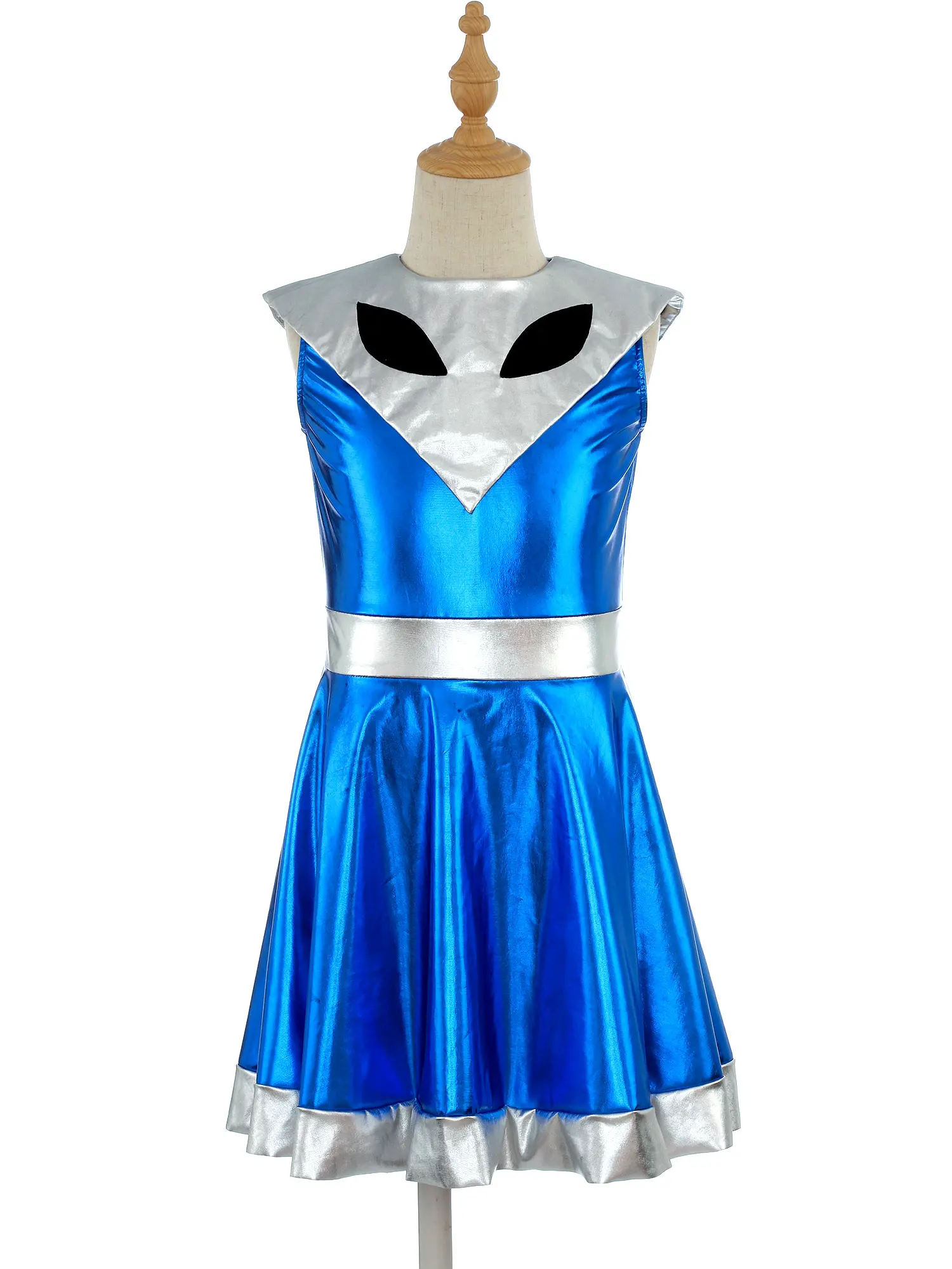 Alien de disfraz de Halloween para niños y niñas, vestido metálico brillante sin mangas, divertido para fiesta temática de carnaval, disfraces de juego de rol