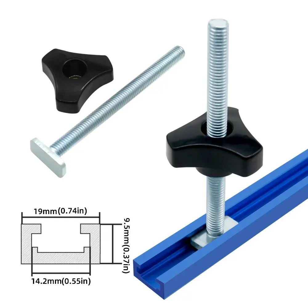 10/16Pcs T Bolt Knob Kit - Miter Track Sliding Nut T-Slider T Slot T Bolt and Nut Set - T Screw and Plastic Knob Nut