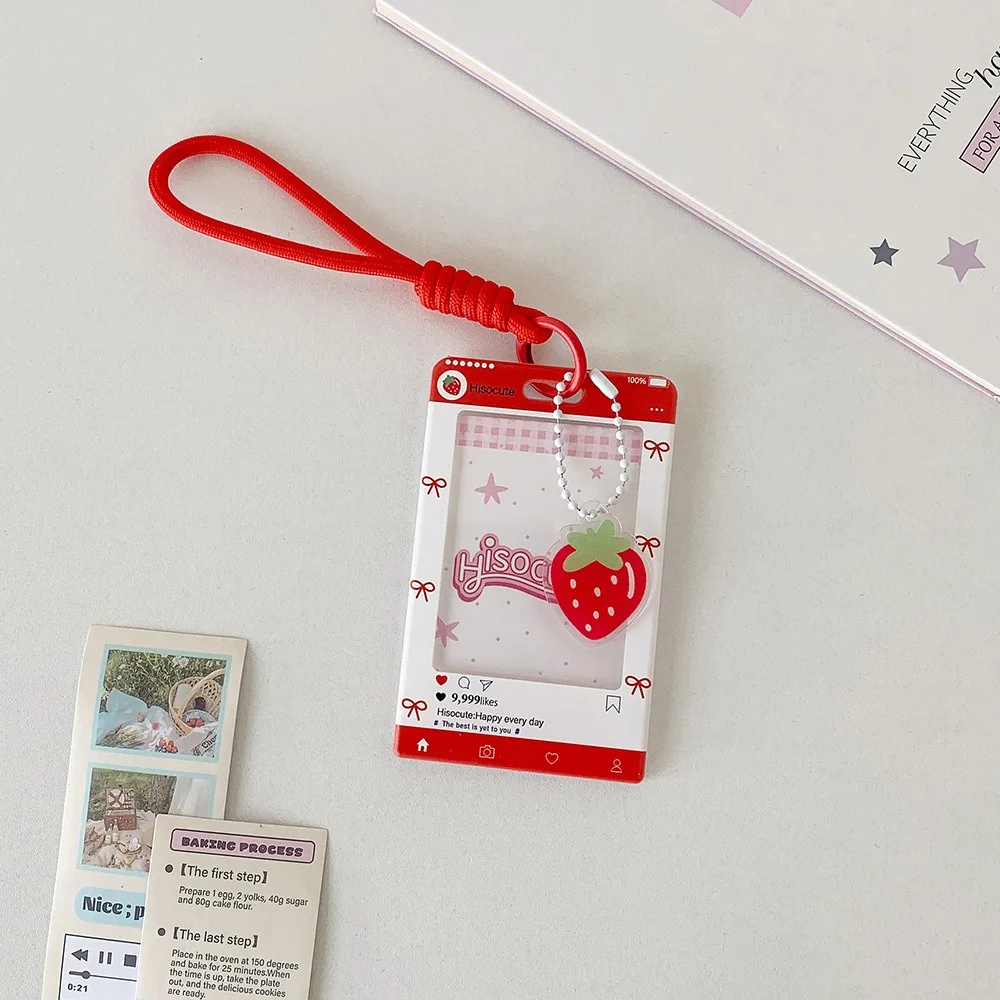 

Keychains Sliding Keychain Card Holder with Transparent Window Wristlet Lanyard K-Pop Idol Photo Card Storage Case