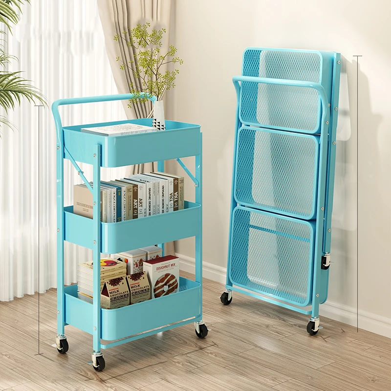 Bookcase Storage Bookshelf Iron Movable Wheel Small Living Room Bedroom Garden Makeup Book Shelve Kids Raf Modern Furniture