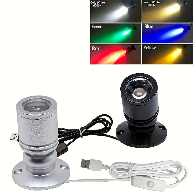 

USB-Powered Mini LED Spotlight - Aluminum, 5V with 4.8ft Cable for Art, Plants, Jewelry Display & Under Cabinet Lighting