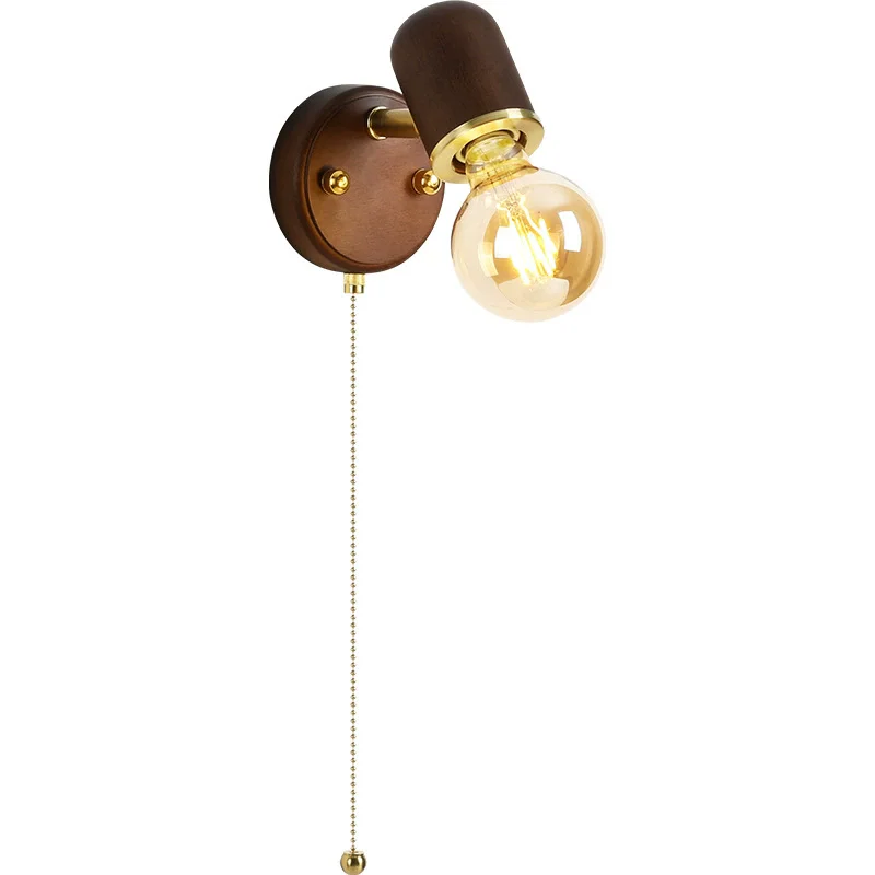 LED Dining Room Lighting Simple Solid Wood with Switch Bedside Wall Lamp Living Room Balcony Corridor Coffee Shop Wall Lamp