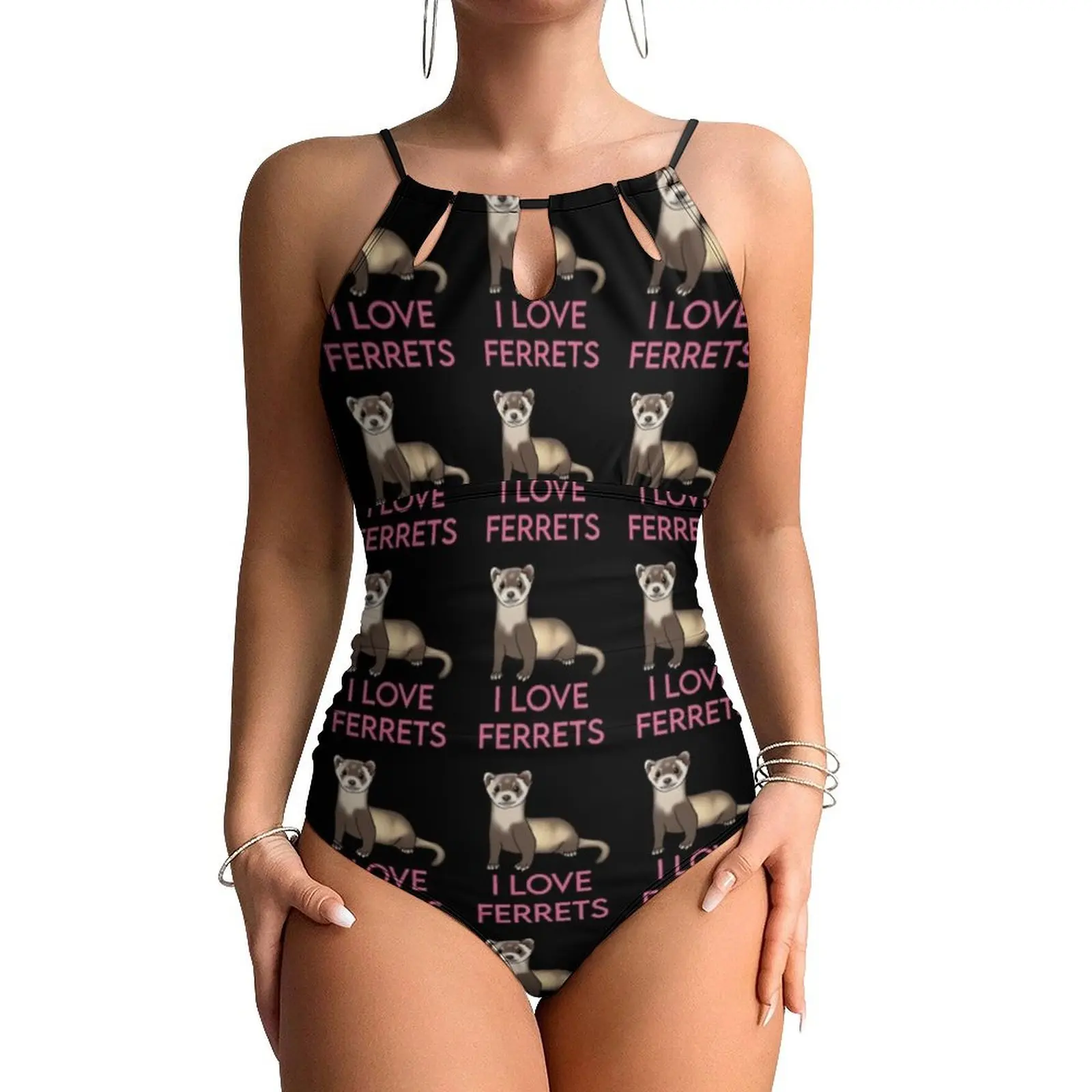 Ferret Lovers Swimsuit I Love Ferrets Push Up Swimwear One Piece Holiday Rave Bathing Suits Swimsuits Sexy Beachwear Plus Size