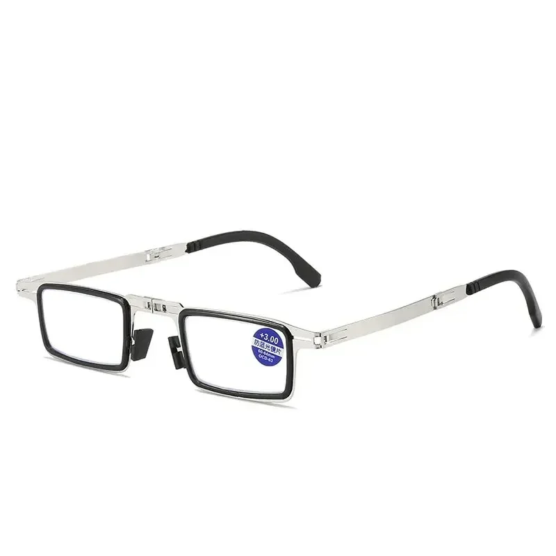 Occhiali da lettura pieghevoli anti-luce blu Comodi occhiali da lettura full-frame in metallo per uomo e donna HD ultraleggeri portatili