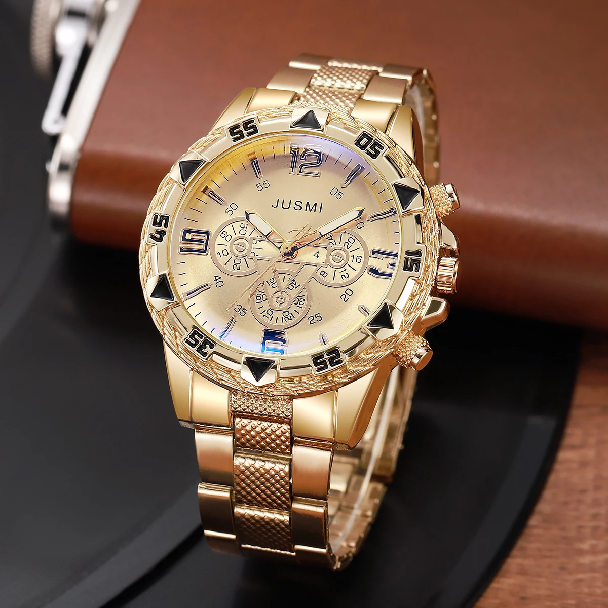 

Новые мужские кварцевые часы с круглым большим циферблатом и стальным ремешком с индивидуальным трендом; универсальный праздничный подарок