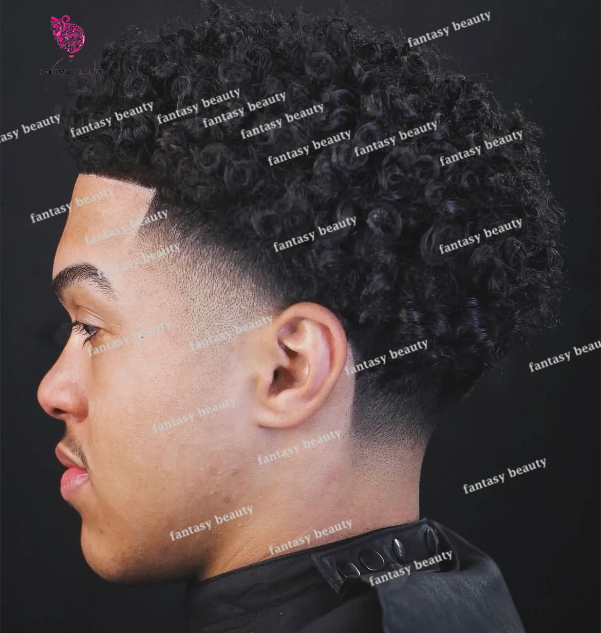 

Natural hairline Men's Toupee Lace and pu based 100%human hair 15mm Afro Curls Men's wig Replacement System Capillary Prosthesis