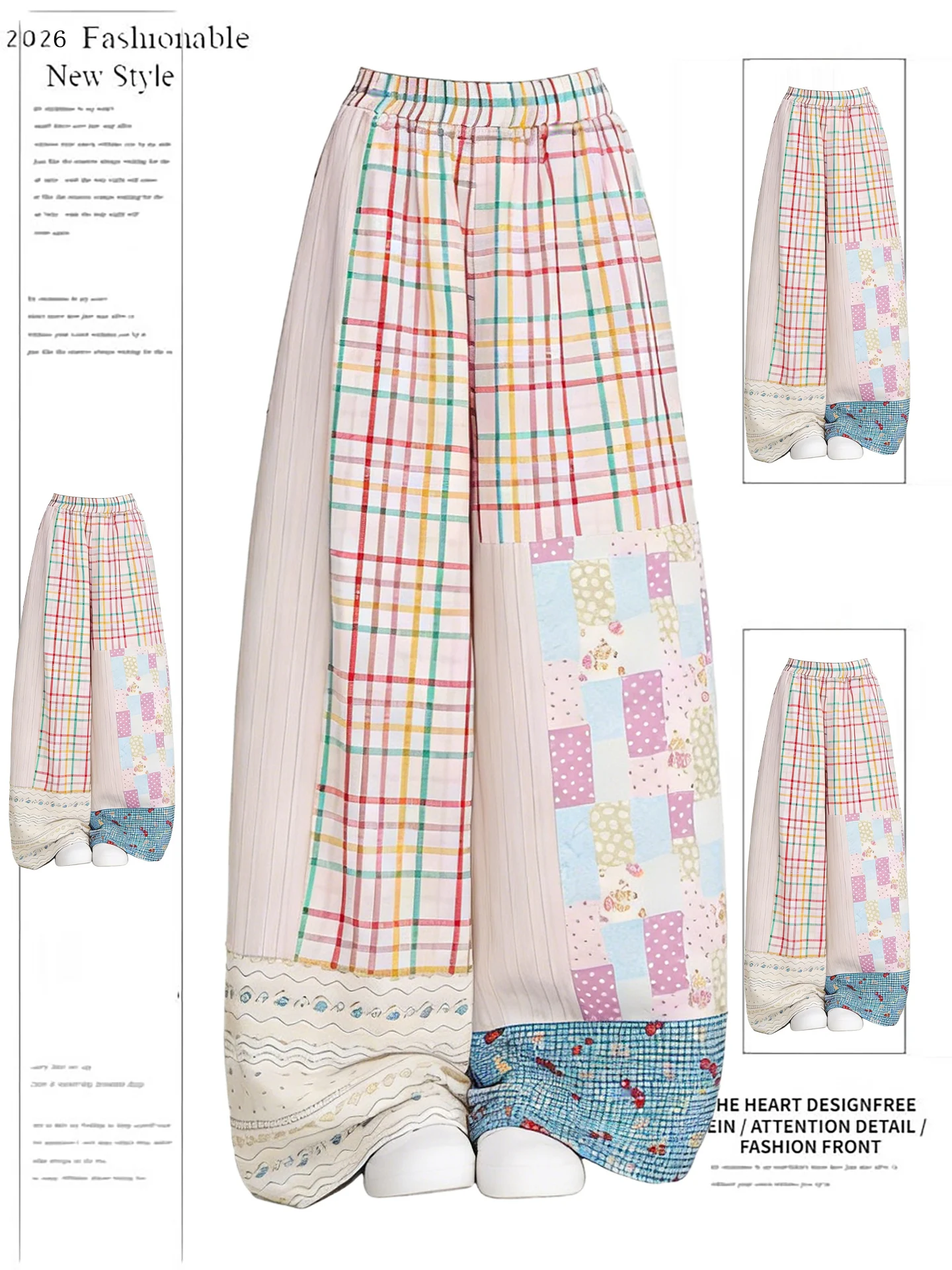 

Модные повседневные брюки для студенток-художниц: тонкие, свободные, широкие штанины, весна-лето, новинка, женские, с высокой талией, из полиэстера