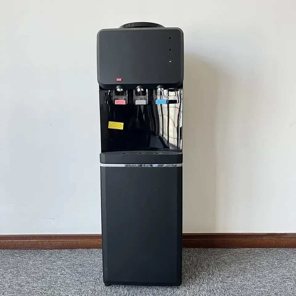 

-for Best Quality Floor Hot And Cold Water Cooler Black Color Compressor Cooling Water Dispenser With Refrigerator