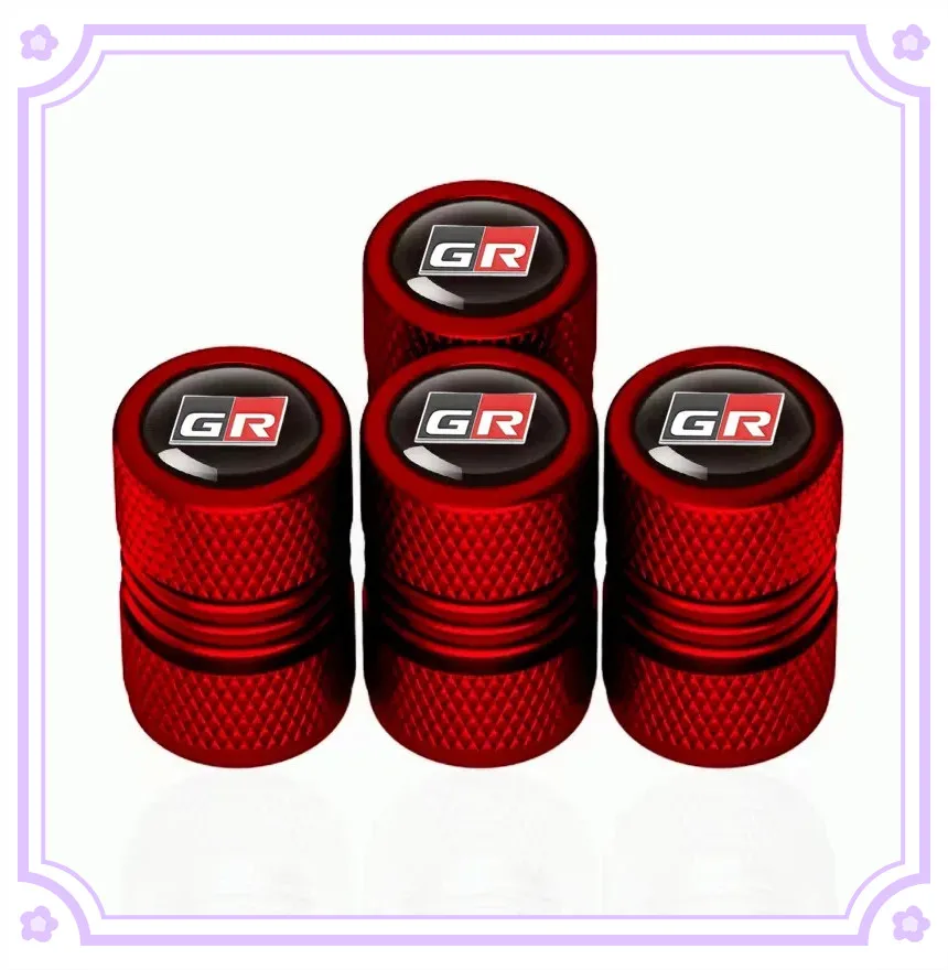 New 4Pcs Car GR Sport Wheel Tire Stem Air Valve Caps For Toyota Gazoo Racing GR86 Mirai Prado Avensis Plugs Auto Accessories