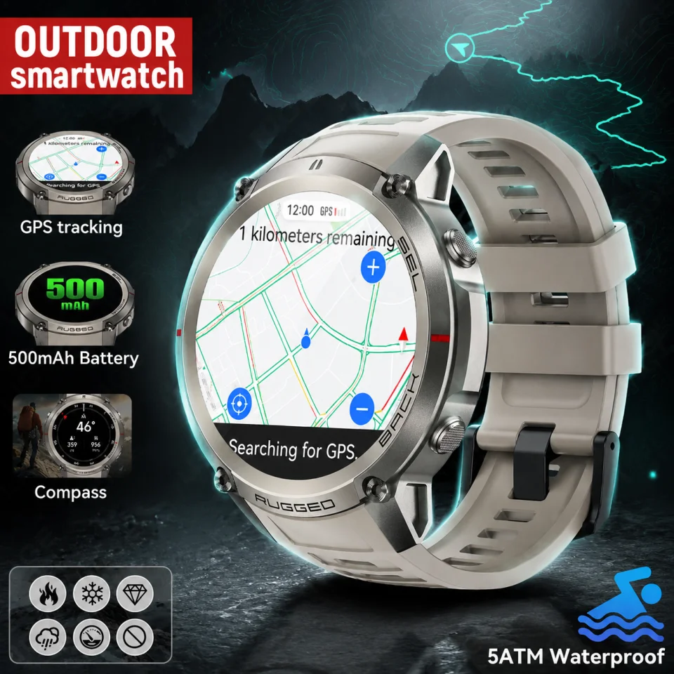 2026 Offline Map Men's Smart Watch 5ATM Waterproof GPS Navigation Compass Altimetert 170+ Sports Bracelet Men Smartwatch  Women