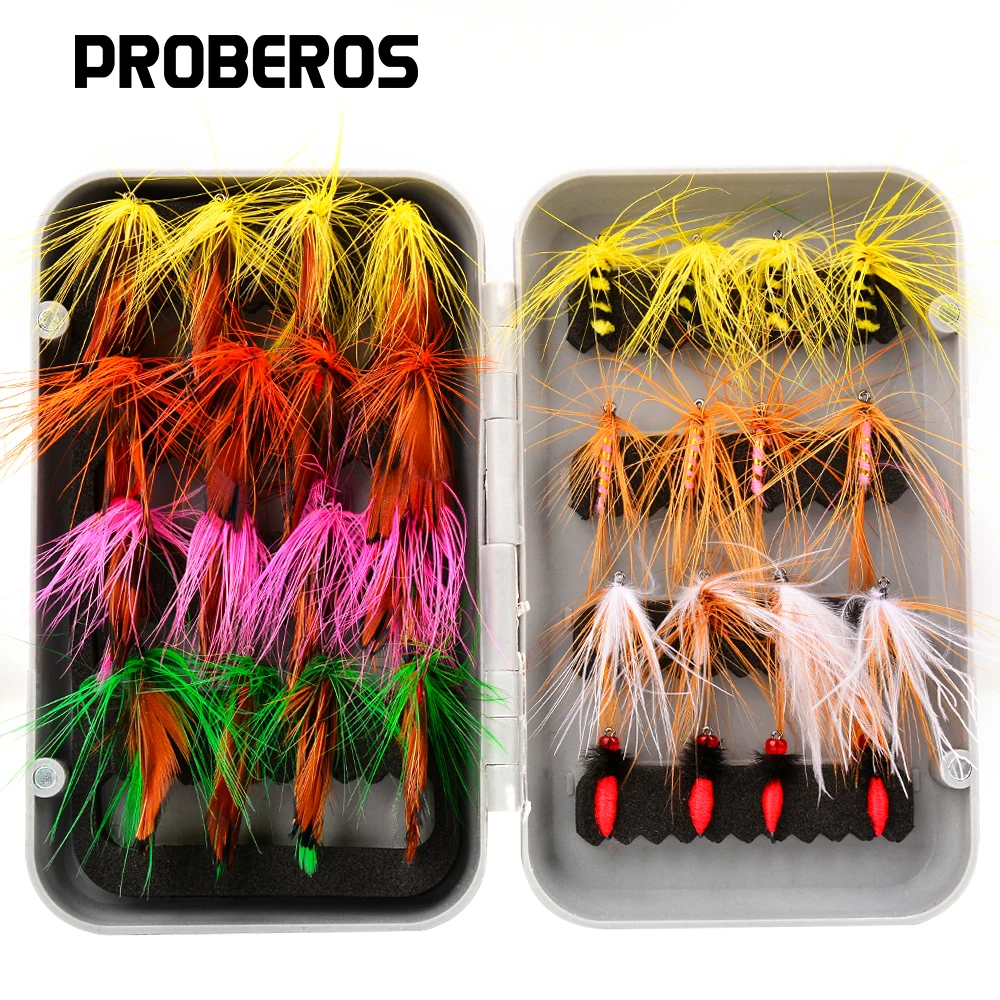 

Proberos 32Pcs Waterproof Design Insect Fishing Lures Hard Baits Artificial Insect Fishing Baits with Box Sharp Hook Design