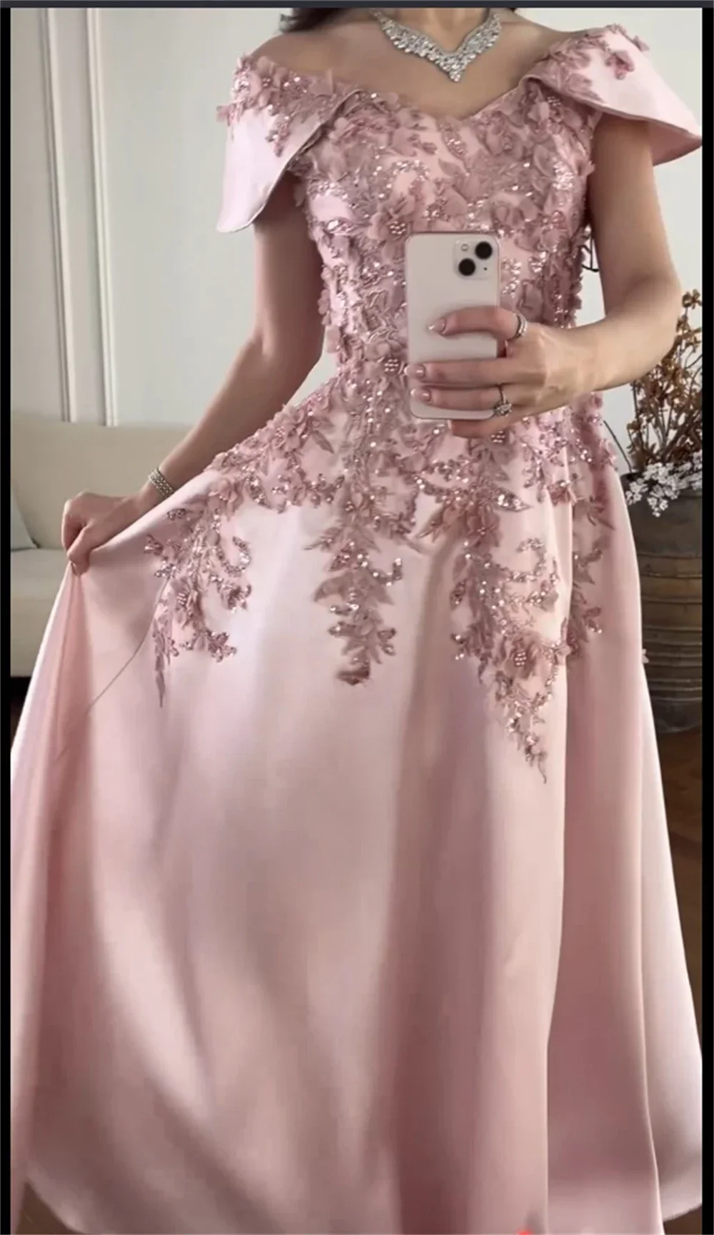 Customized Saudi Arabia Evening Dress Prom Off-the-shoulder A-line Floor Length Skirts Applique Bespoke Occasion Dresses Formal