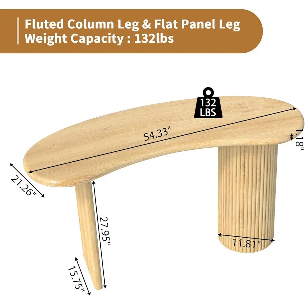 54.3Curved Small Computer Desk, Wooden Executive Desk with Sturdy luted Legs, ern Luxury Single Writing Vanity Desk or edroom Li