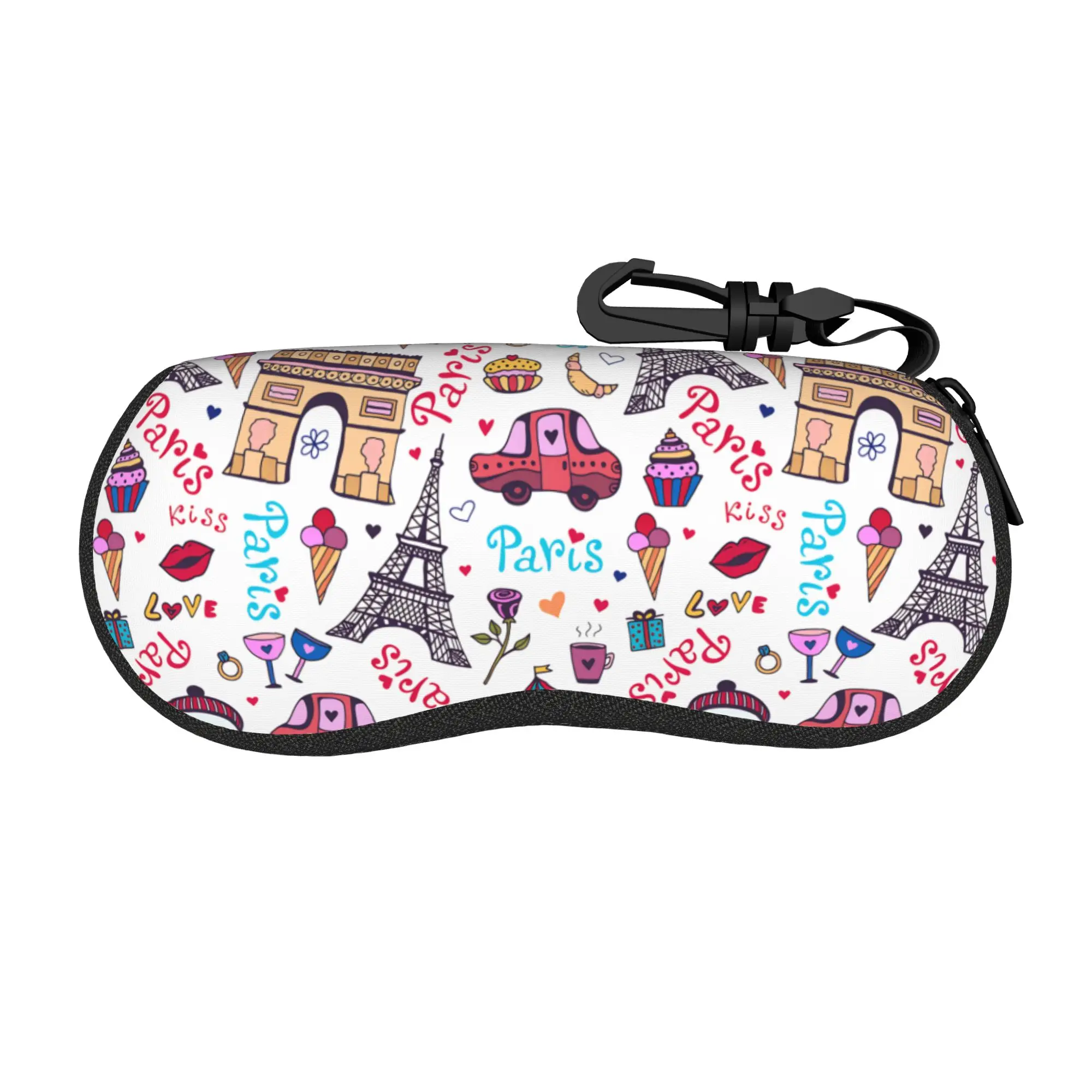 French Paris Glasses Case Cover Fashion Pocket Sunglasses Case For Men Women Trend Eyewear Box Zip Glasses Box