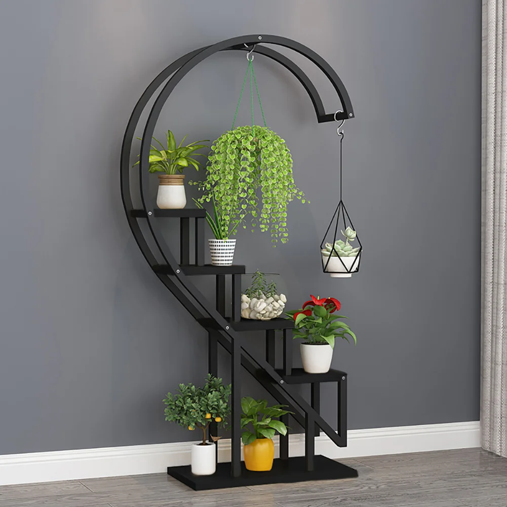 Garden Half Heart Ladder Plant Stand, Black