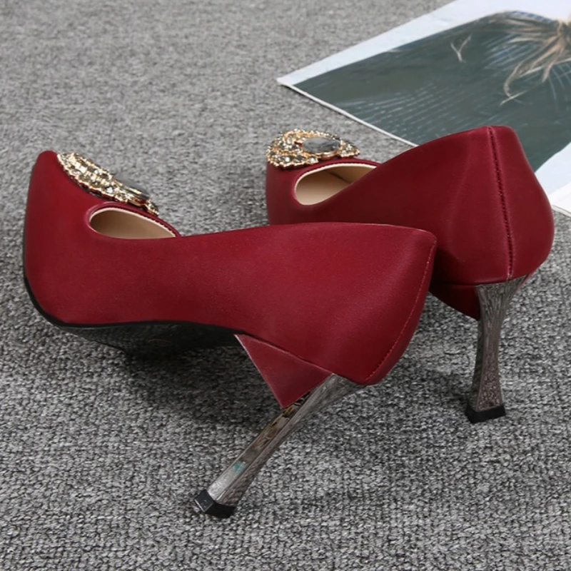 Sparkling Rhinestone Embellished Heels Women Fashion Pointed Toe Stiletto Sandals Elegant Wedding Bridal Shoes Zapatos De Mujer