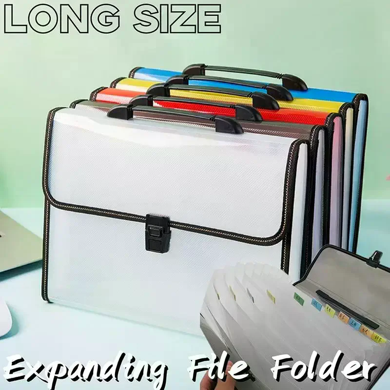 Long Bond Paper File Organizer Document Organizer Folder Long Size With Handle Large Capacity Multi-layer Portable